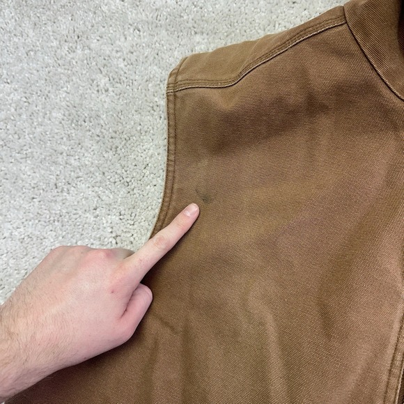 Sorel Mens Vest XL Sherpa Lined Brown Heavy Duck Canvas Chore Work Zip Up - Picture 5 of 8